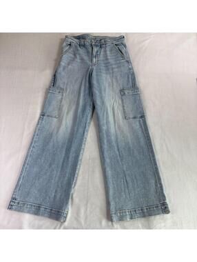 Wide Leg Cargo Jeans Y2K Streetwear American Eagle  31X32  Light Wash